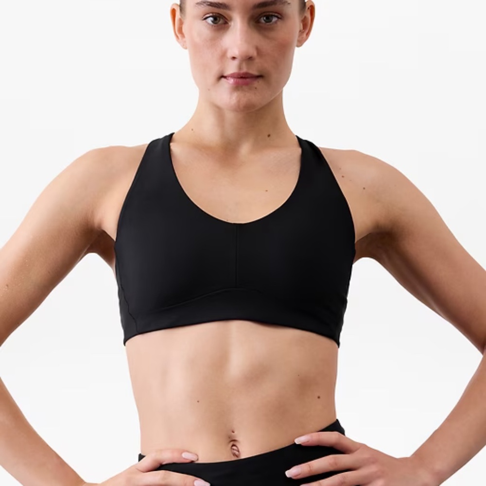 NWT Athleta Interval Plunge Train Black Bra  A-C // Black